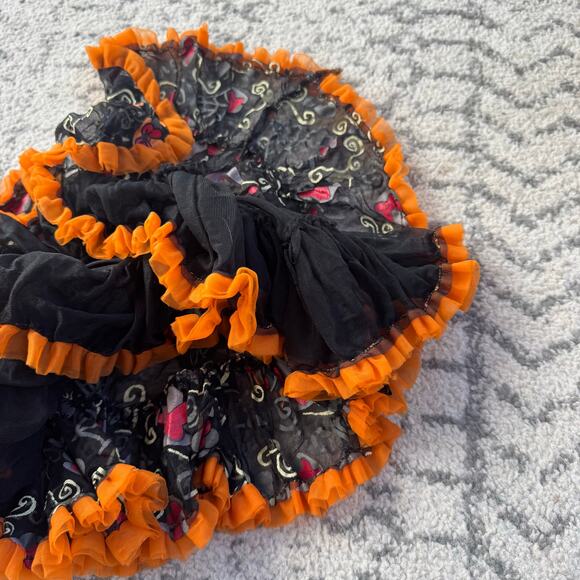 Disney Parks Minnie Mouse Witch Hat Black Orange Ruffled Tutu Skirt Youth Size M - Picture 3 of 7